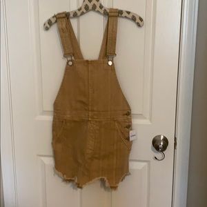 Free people khaki overall skirt NWT